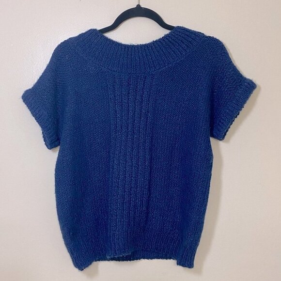 Vintage Eaton Select Blue Short Sleeve Scoop Neck  Knit Sweater M - Picture 2 of 9